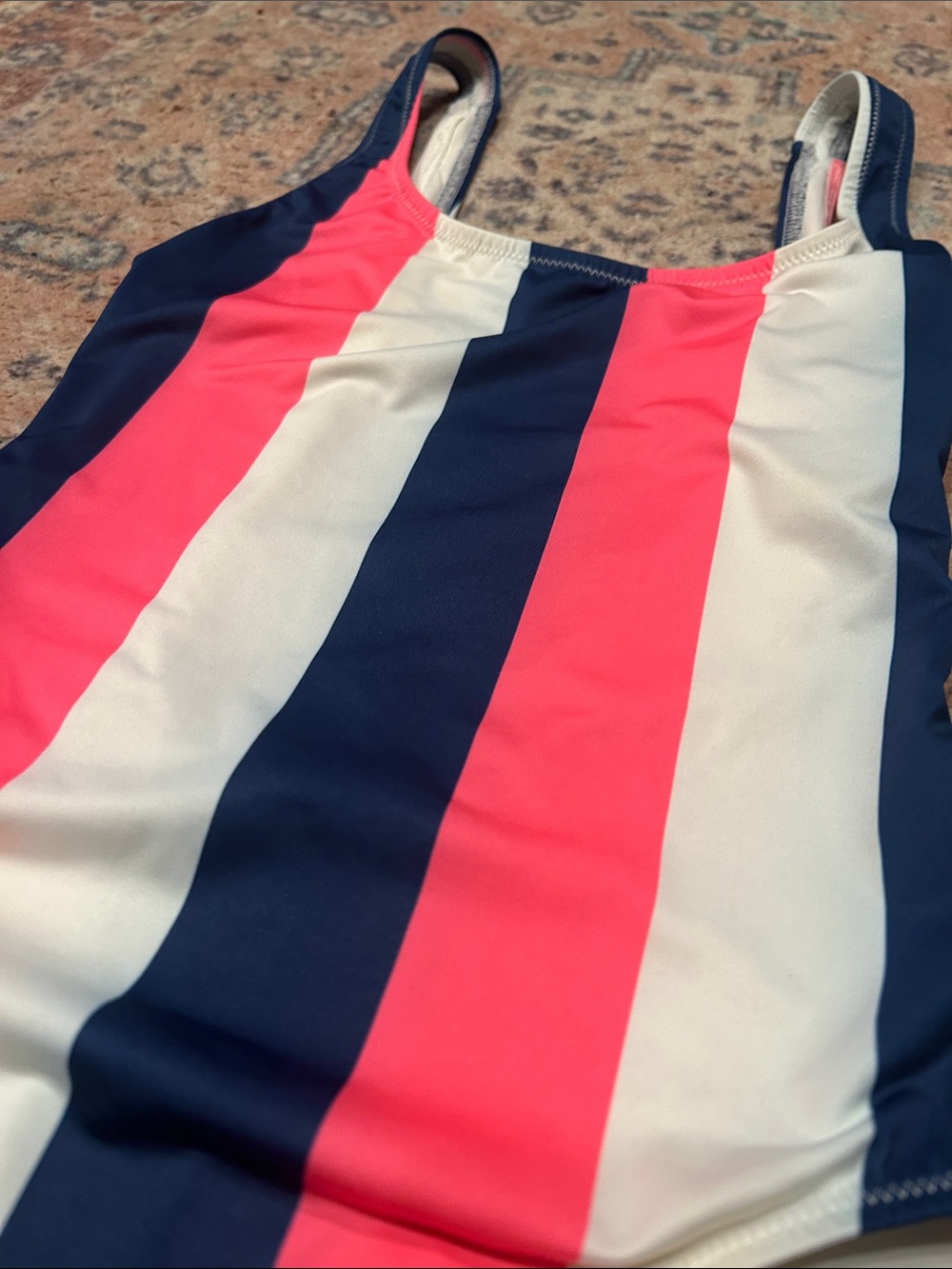 Solid & Striped Striped One-Piece Swimsuit in Pink, Navy & White - Picture 3 of 9